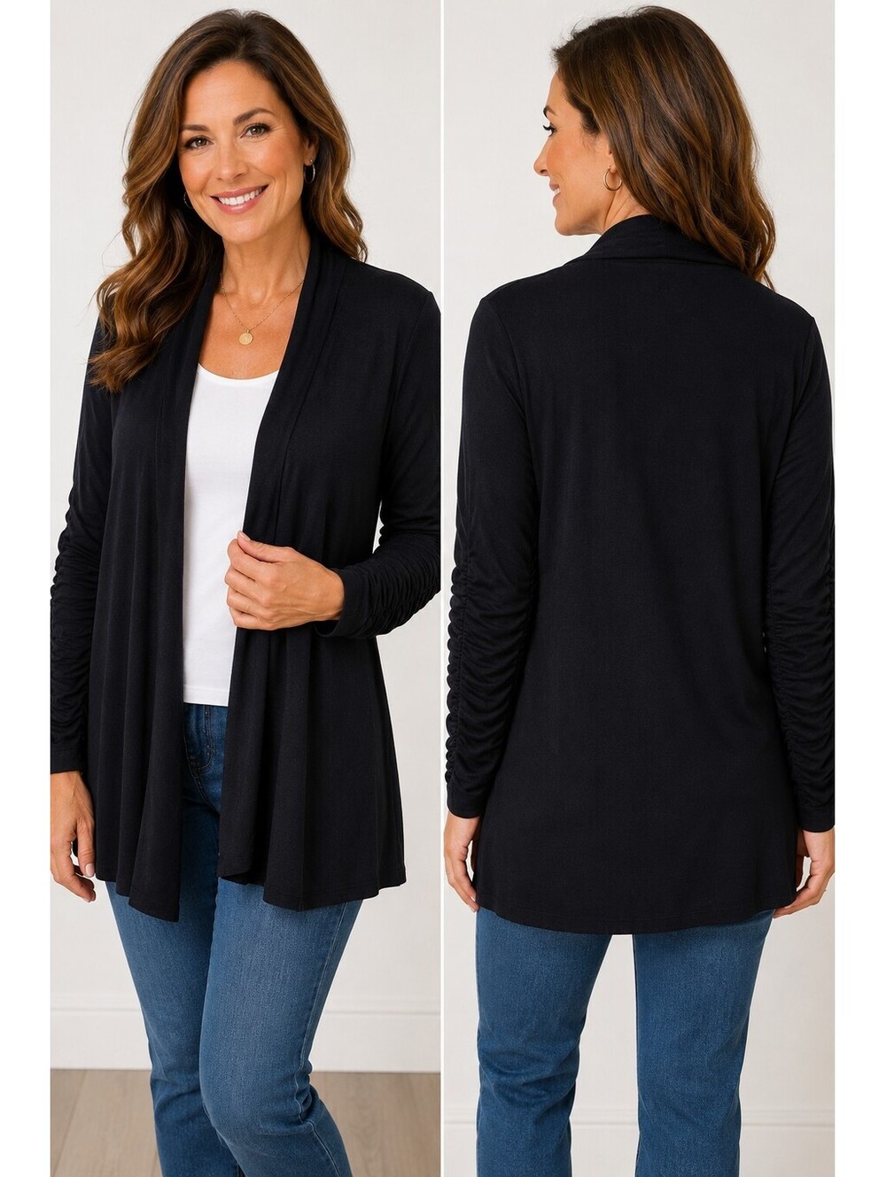 Premise Studio Black Open Cardigan Sweater